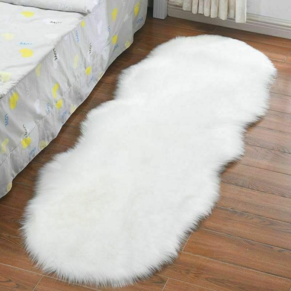 The Home Mart Ultra-Soft Fluffy Rug Faux Sheepskin Fur Area Rug Shaggy Couch Cover Seat Cushion Furry Runner Area Rugs Soft Fluffy Carpets For Living room Size: (60x140 cm)