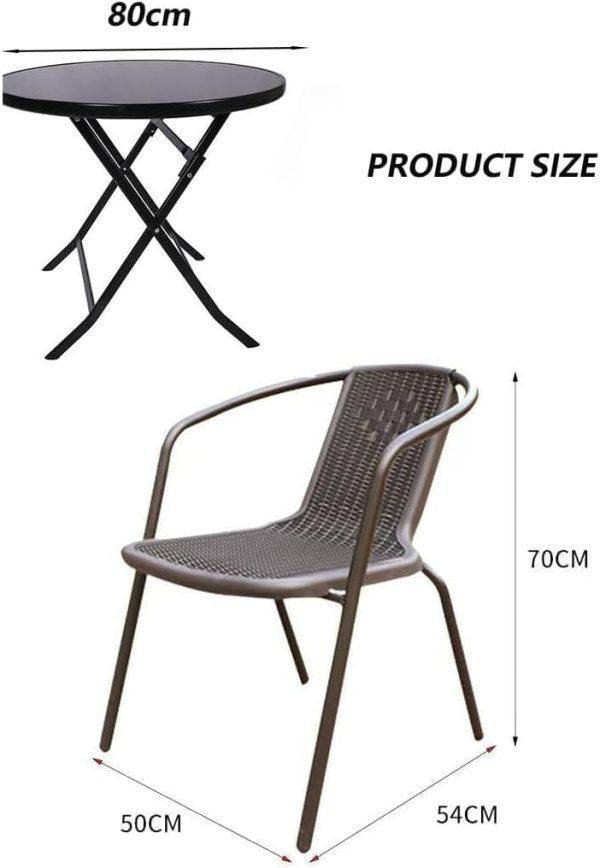 The Home Mart Garden Dining Set Outdoor Furniture Patio Dining Table and Chair Balcony Dinner Table Dinner Chair Poly Rattan Anthracite & Grey (THM-ODS-01, 3 Pcs Set) - Image 2