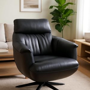 The Home Mart Premium Chair 850x880x1000 mm | Natural Full Cowhide Leather Upholstery | Genuine Cowhide Leather Armchair | Modern Comfortable Leather Furniture