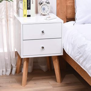 Home Mart 2 Drawers White Night Stand