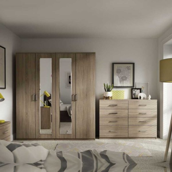 Home Mart 4 Door Cabinet with Night Stand and Chest