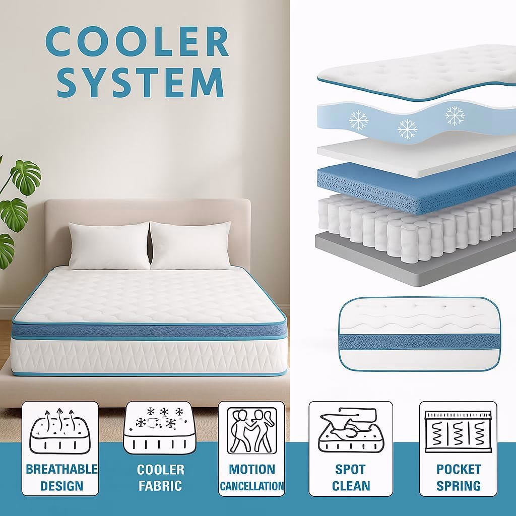 Home Mart Cooler System Pocket Spring Mattress – 29cm