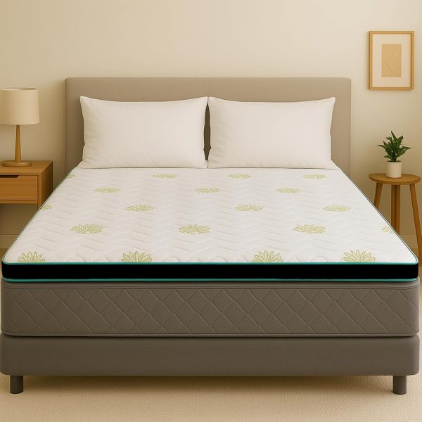 Home Mart Aloe Vera Memory Foam Mattress Topper 7 cm Height – Premium Aloe Vera Fabric – Eco-Friendly, Breathable & Durable Topper for Bed, Soft Support & Pressure Relief (Super King : 200x200 cm) - Image 2