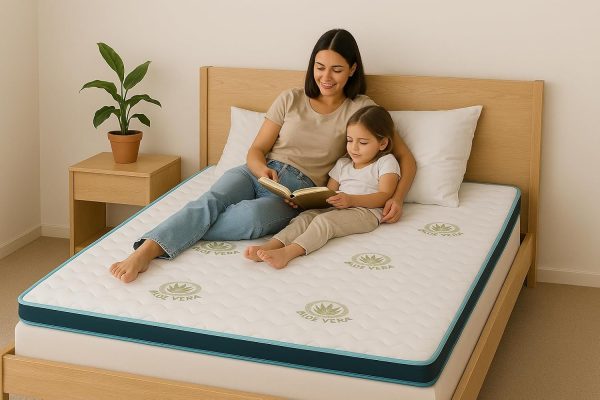 Home Mart Aloe Vera Memory Foam Mattress Topper 7 cm Height – Premium Aloe Vera Fabric – Eco-Friendly, Breathable & Durable Topper for Bed, Soft Support & Pressure Relief (Super King : 200x200 cm)