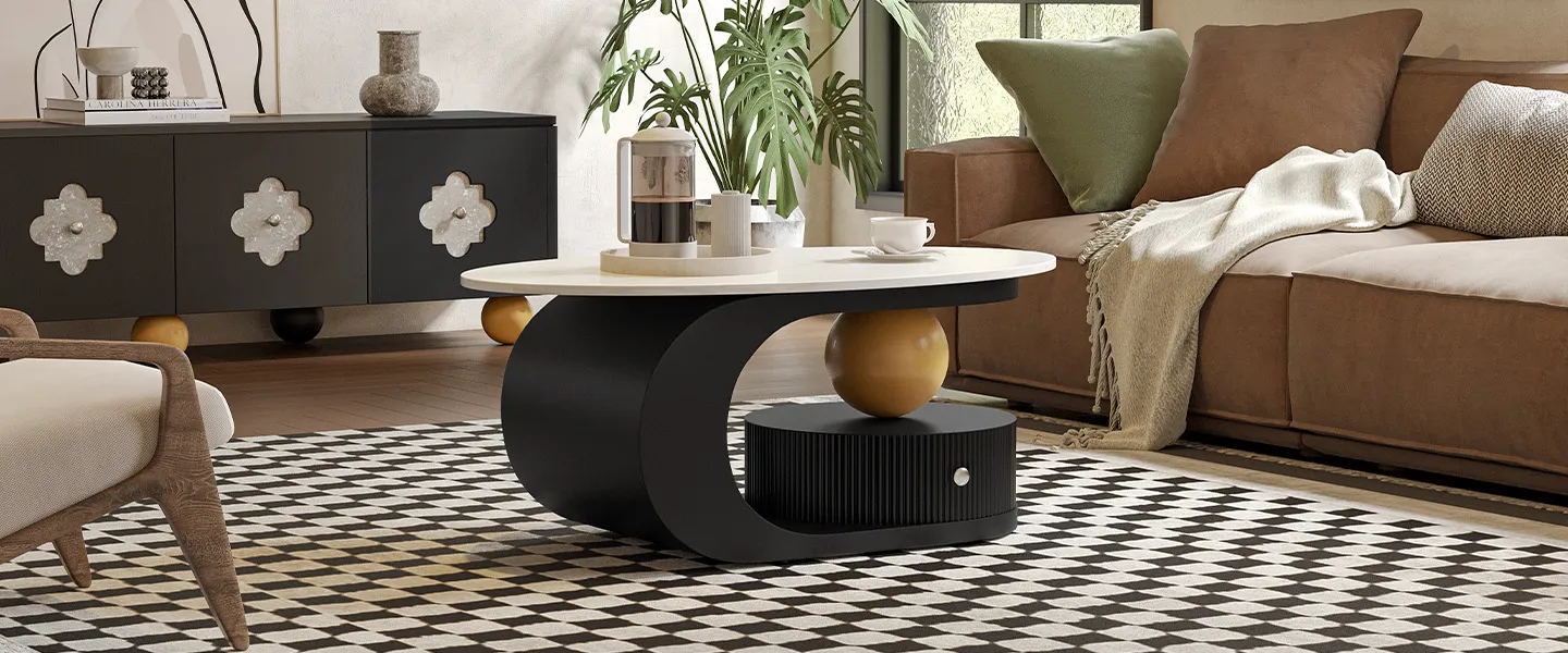 Home Mart Quatrefoil Oval Coffee - Image 5