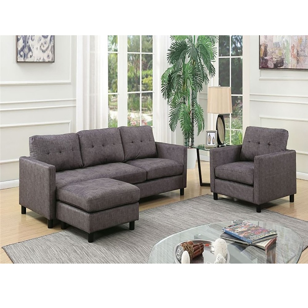 Home Mart ACME Ceasar Sectional Sofa in Gray Fabric, luxury sofa - Image 2