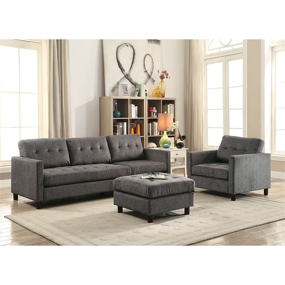 Home Mart ACME Ceasar Sectional Sofa in Gray Fabric, luxury sofa - Image 3
