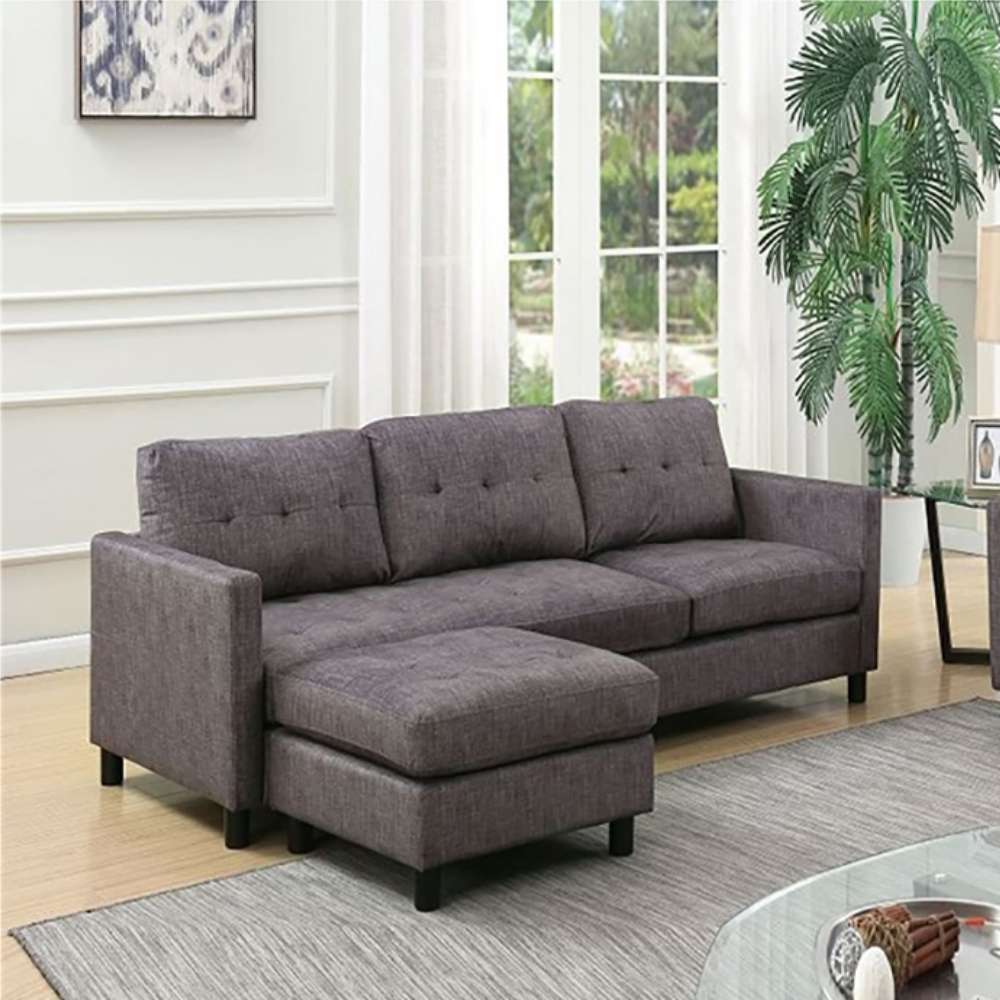Home Mart ACME Ceasar Sectional Sofa in Gray Fabric, luxury sofa