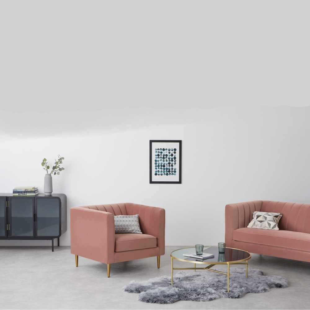 Home Mart Velvet Arm Chair Amicie Channel Tufted - Image 7