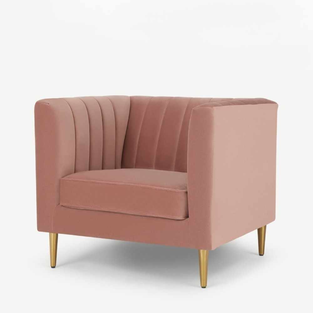 Home Mart Velvet Arm Chair Amicie Channel Tufted - Image 6