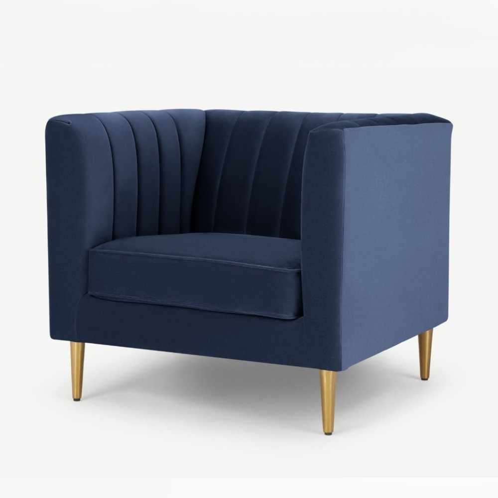 Home Mart Velvet Arm Chair Amicie Channel Tufted
