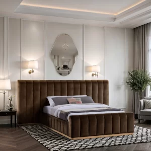 Home Mart Amma Brown Velvet King Bed