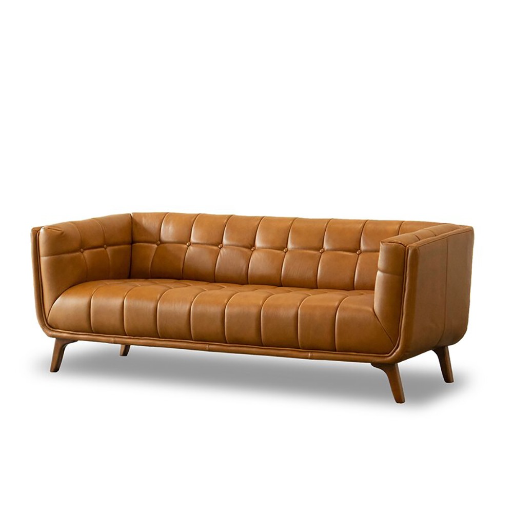 Home Mart Ardrie PVC Faux Leather Flared Arm Sofa - Image 3