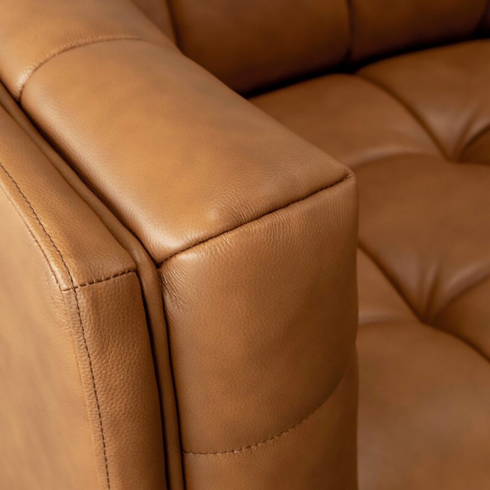 Home Mart Ardrie PVC Faux Leather Flared Arm Sofa - Image 4