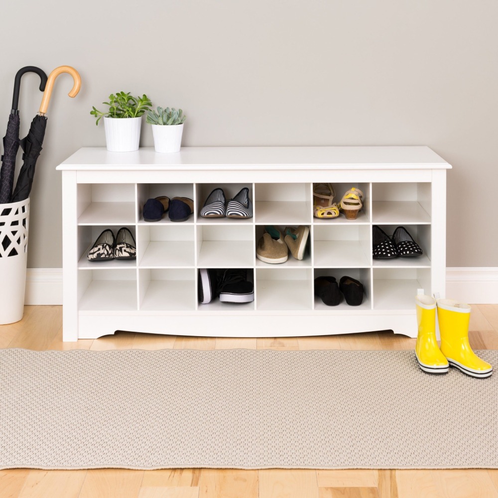 Home Mart Arrow stone White Shoe Storage Cubie Bench