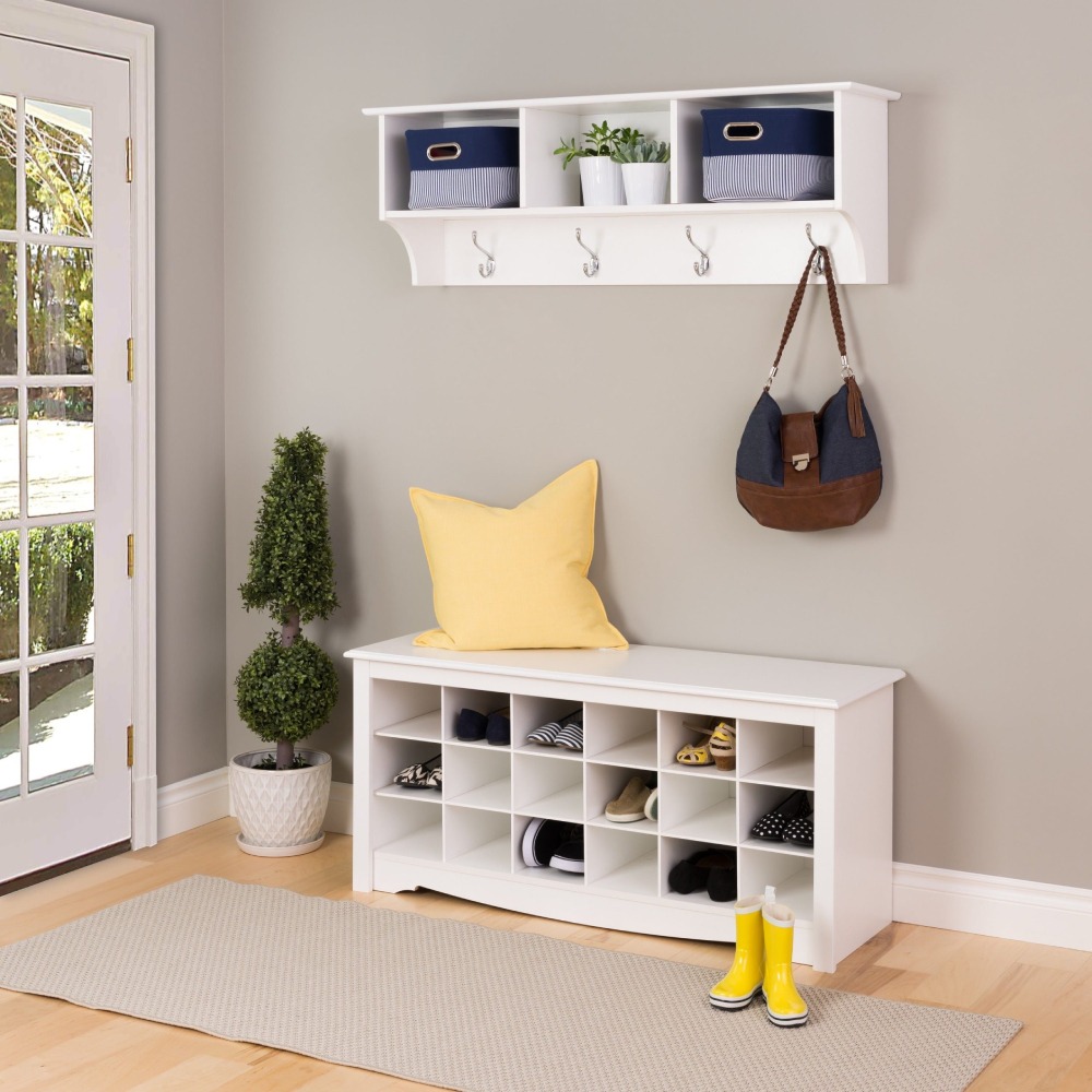 Home Mart Arrow stone White Shoe Storage Cubie Bench - Image 4