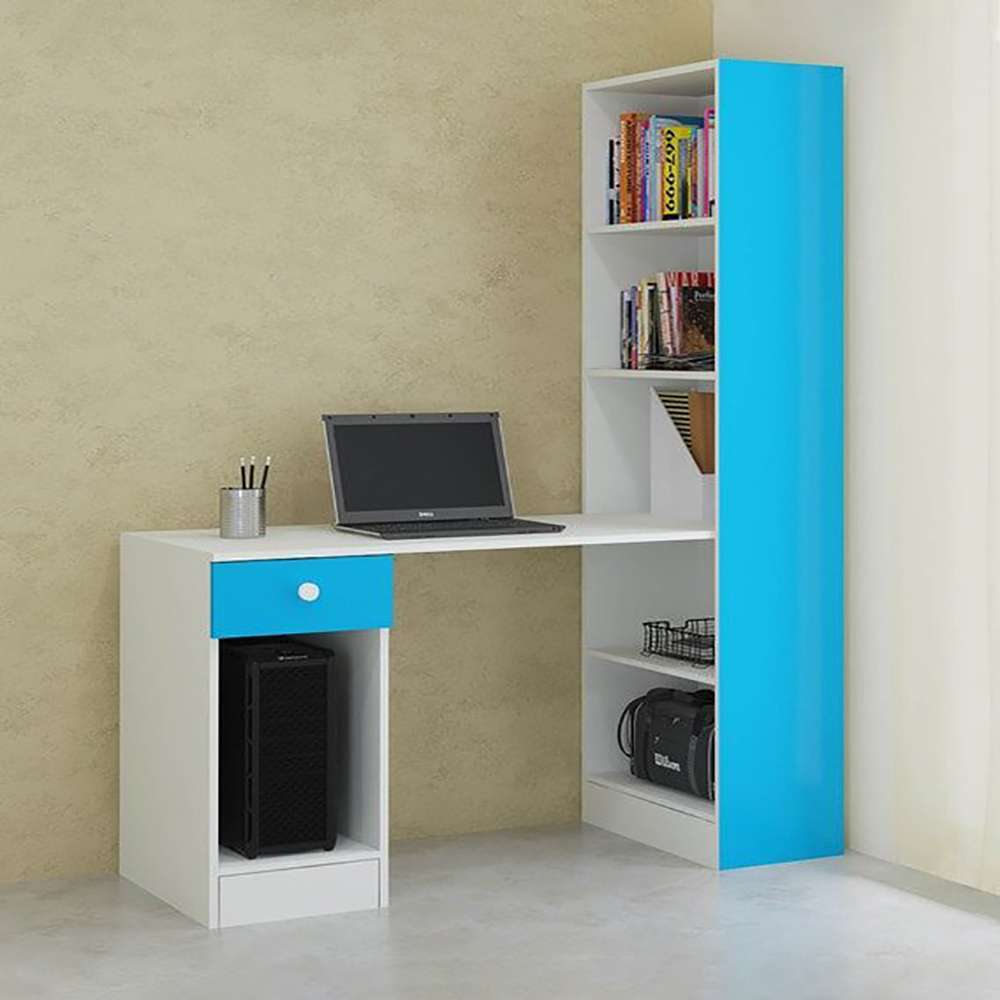 Home Mart Austin Study Table with BookShelf in Azure Blue