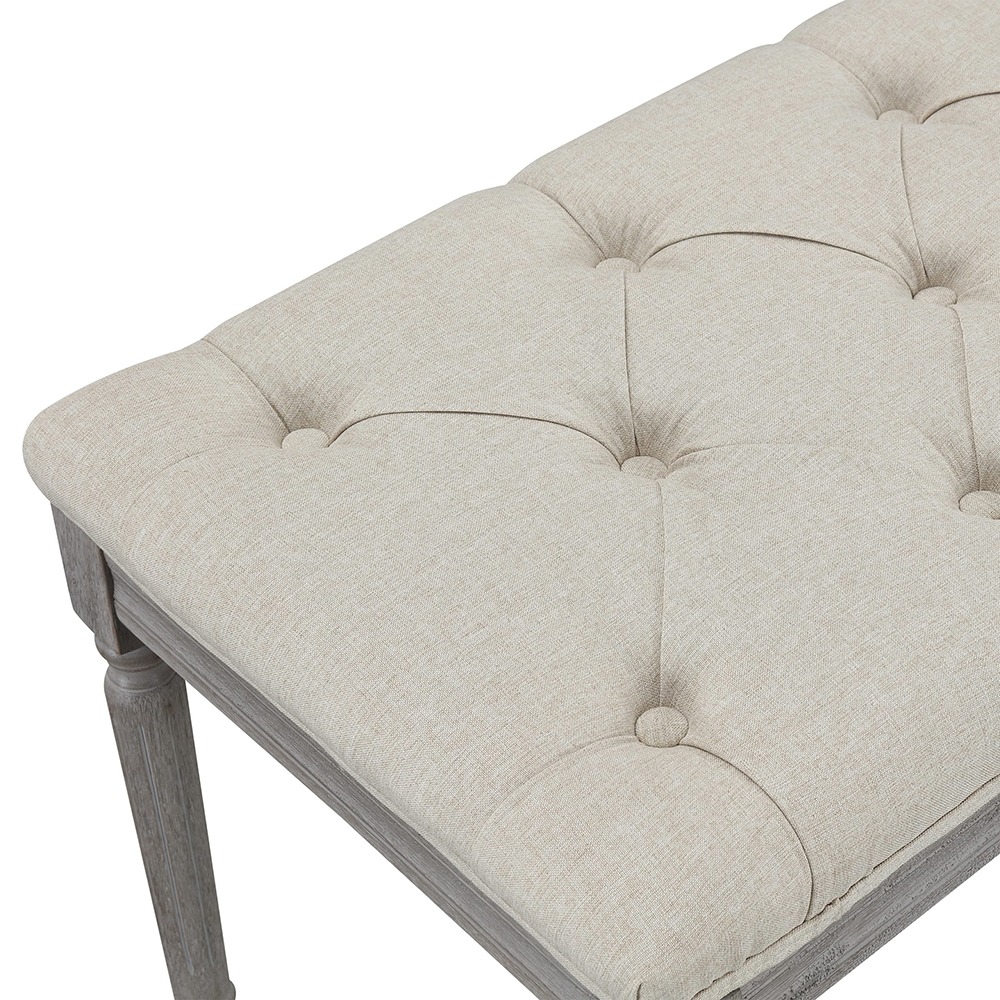 Home Mart Beige Upholstered Tufted Bench - Image 3
