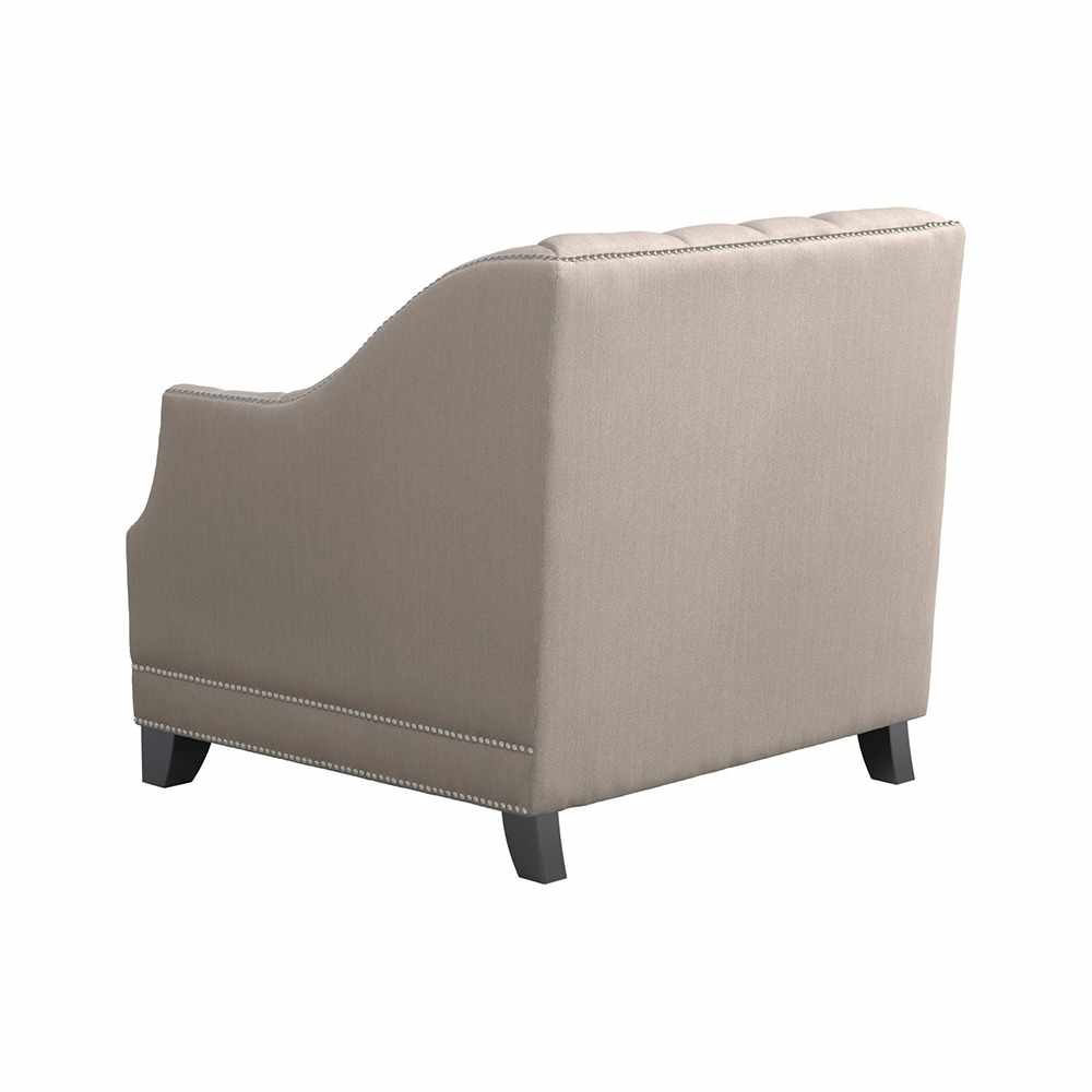 Home Mart Beige polyester Button Tufted Arm Chair - Image 3