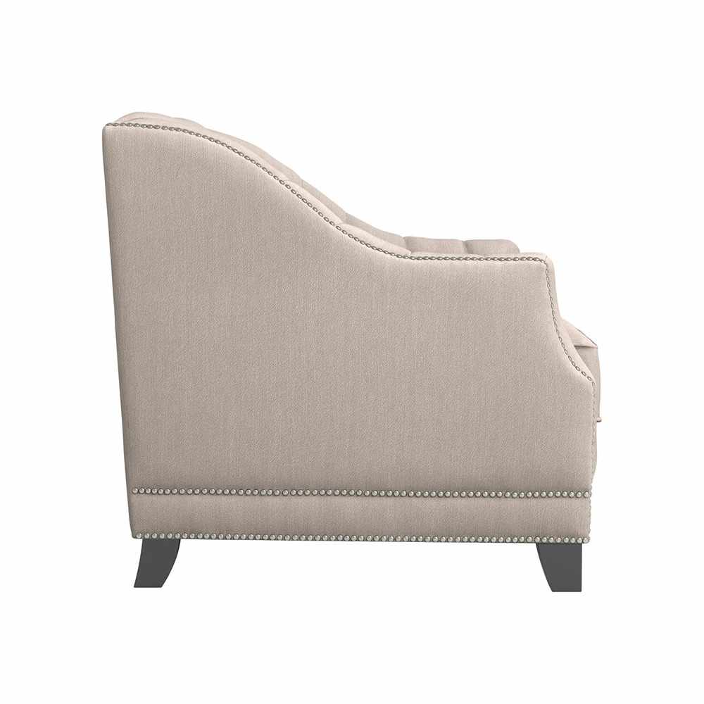 Home Mart Beige polyester Button Tufted Arm Chair - Image 2