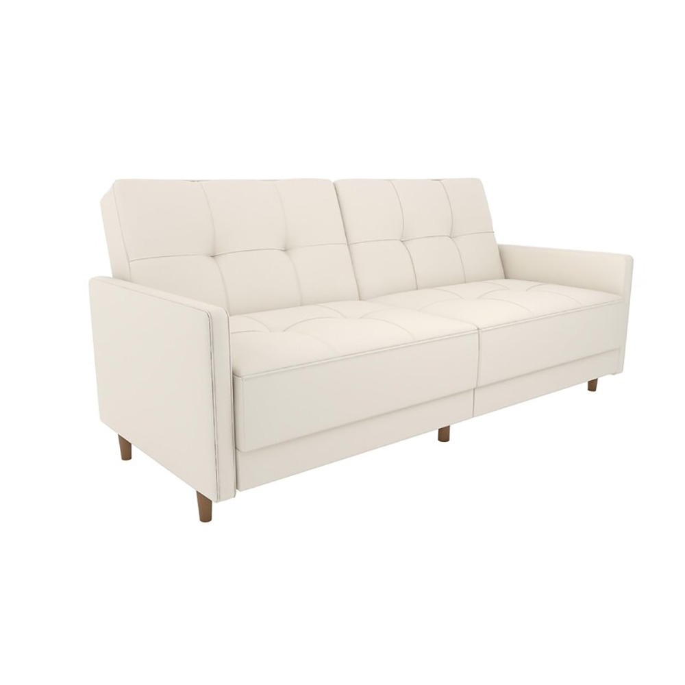 Home Mart Benitez Twin Faux Leather Tufted Back Sofa - Image 3