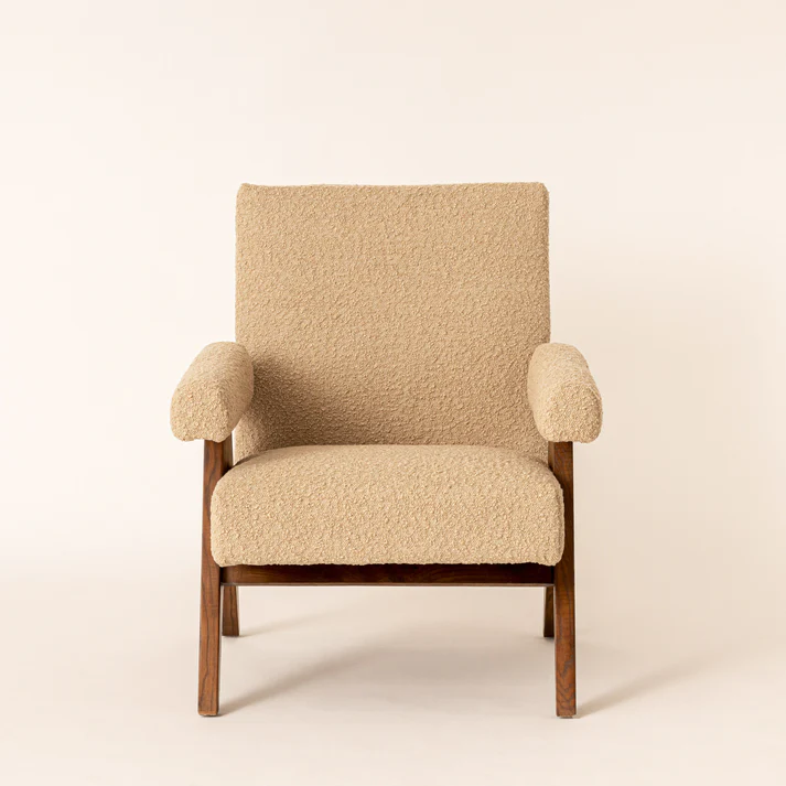 Home Mart Sand Boucle Easy Lounge Arm Chair - Image 2