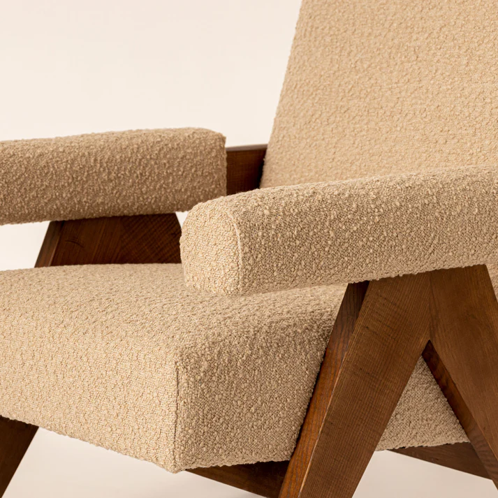 Home Mart Sand Boucle Easy Lounge Arm Chair - Image 3