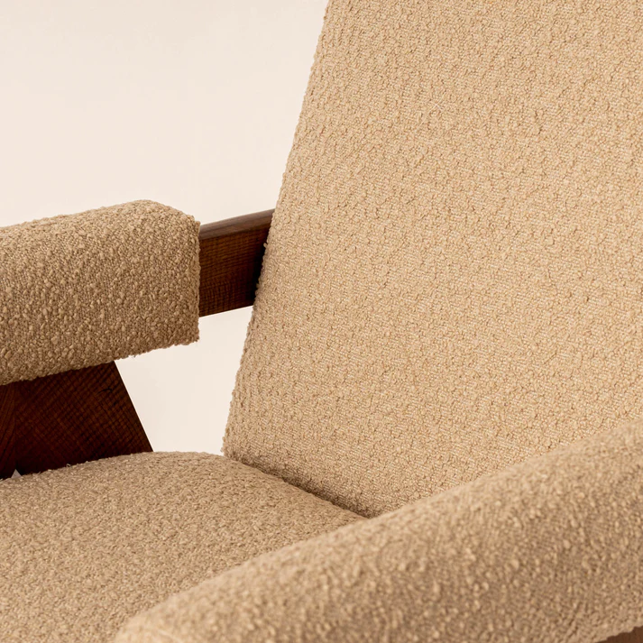 Home Mart Sand Boucle Easy Lounge Arm Chair - Image 6