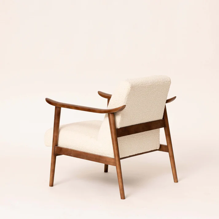 Home Mart Bouclé & Walnut Armchair - Image 3