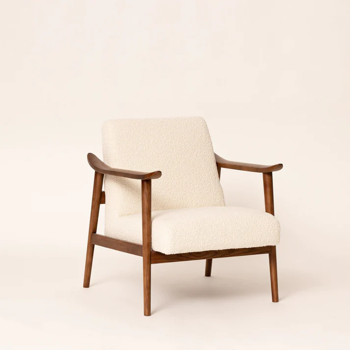 Home Mart Bouclé & Walnut Armchair