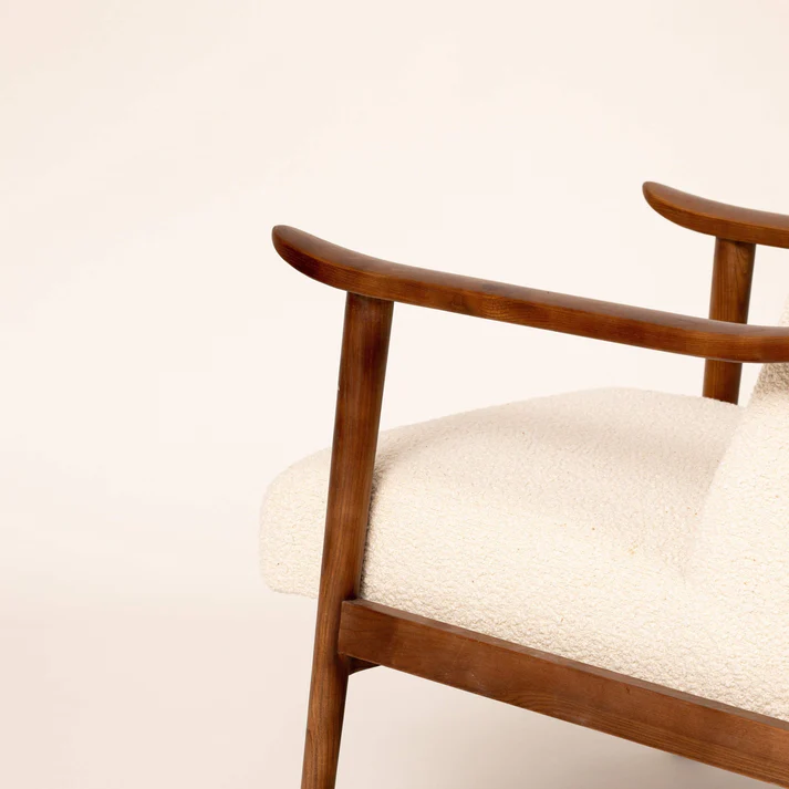 Home Mart Bouclé & Walnut Armchair - Image 5