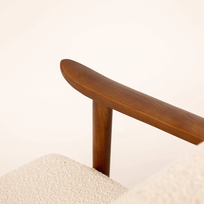 Home Mart Bouclé & Walnut Armchair - Image 7