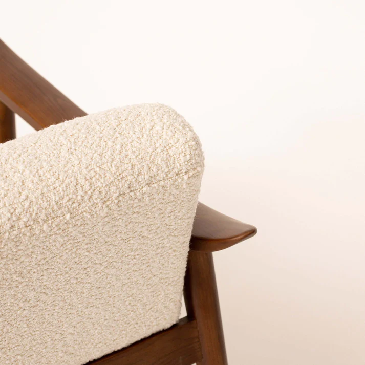 Home Mart Bouclé & Walnut Armchair - Image 8