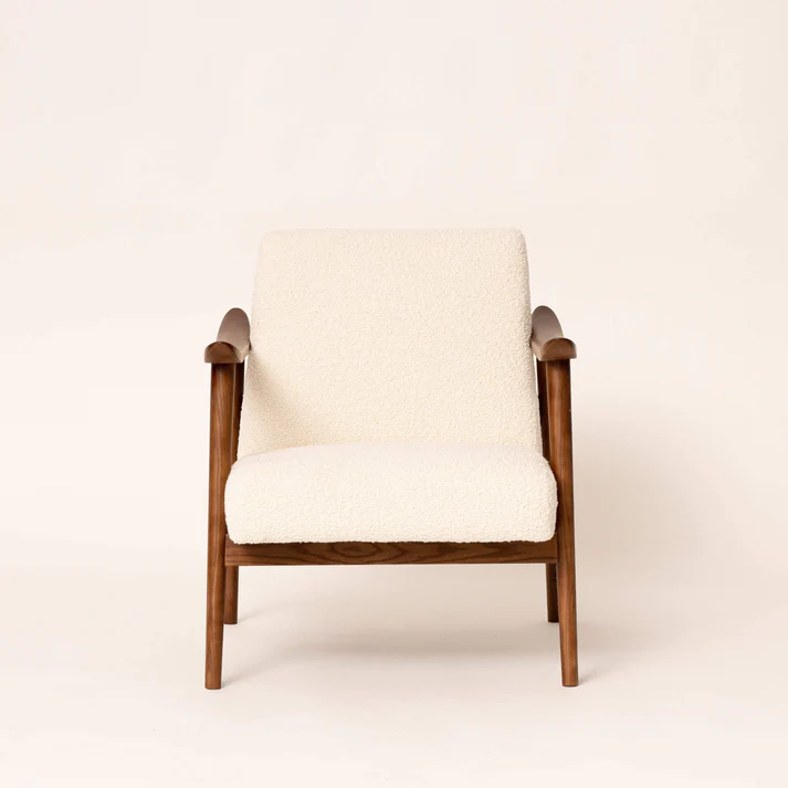 Home Mart Bouclé & Walnut Armchair - Image 10