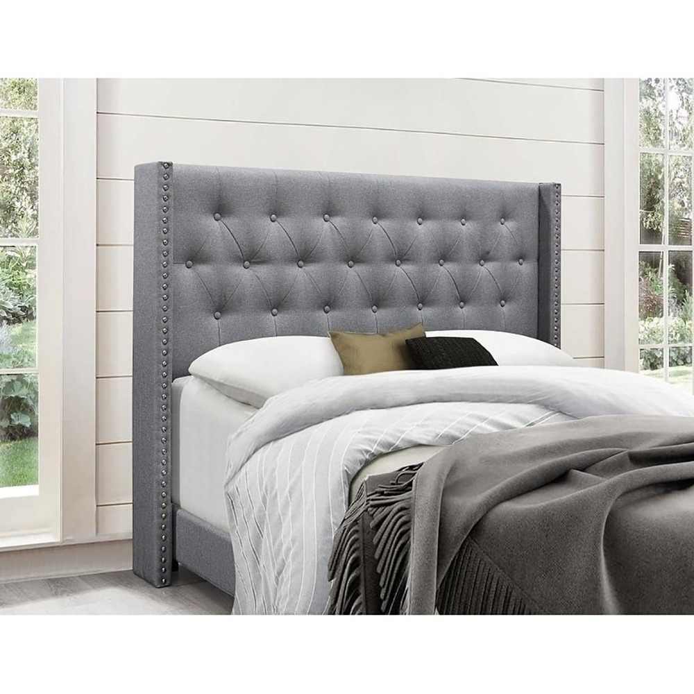 Home Mart Brady Upholstered Wingback Panel Bed - Image 2