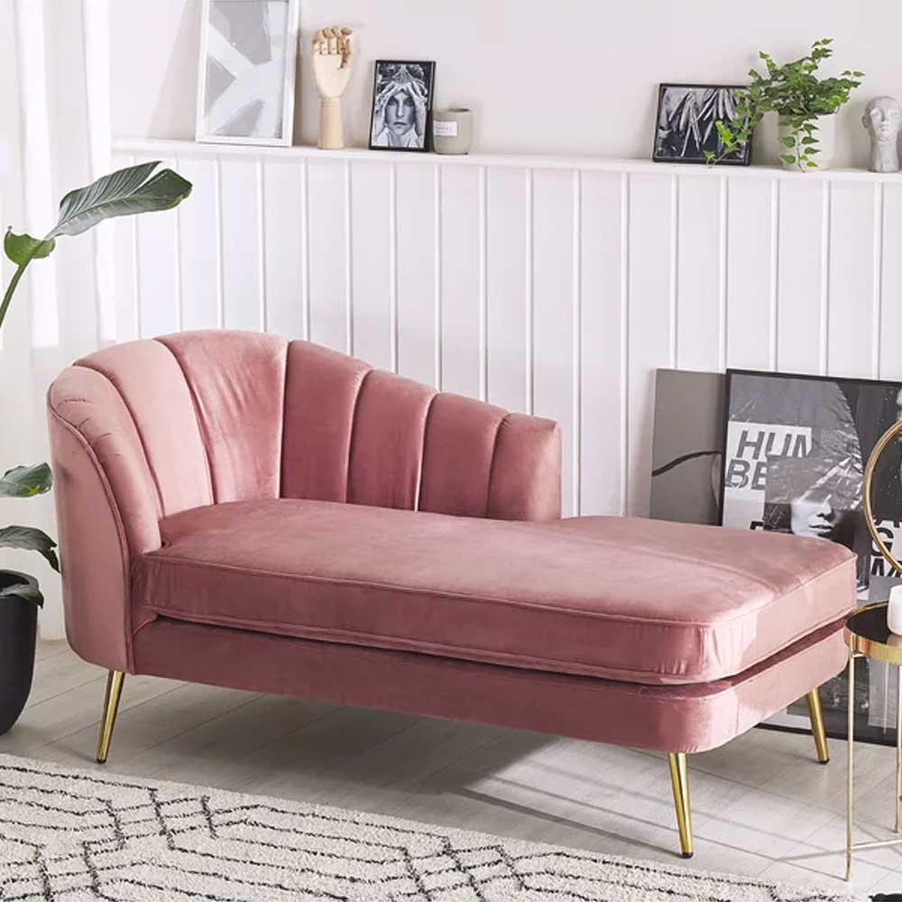 Home Mart Bravich Velvet Upholstered Chaise Lounge