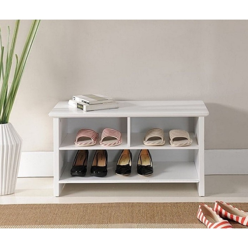 Home Mart Candace White Wood Shoe Bench - Image 4