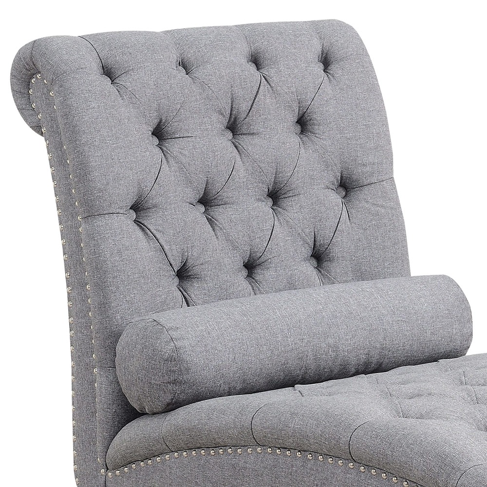 Home Mart Chesterfield Tufted Nailhead Armless Chaise Lounge - Image 3