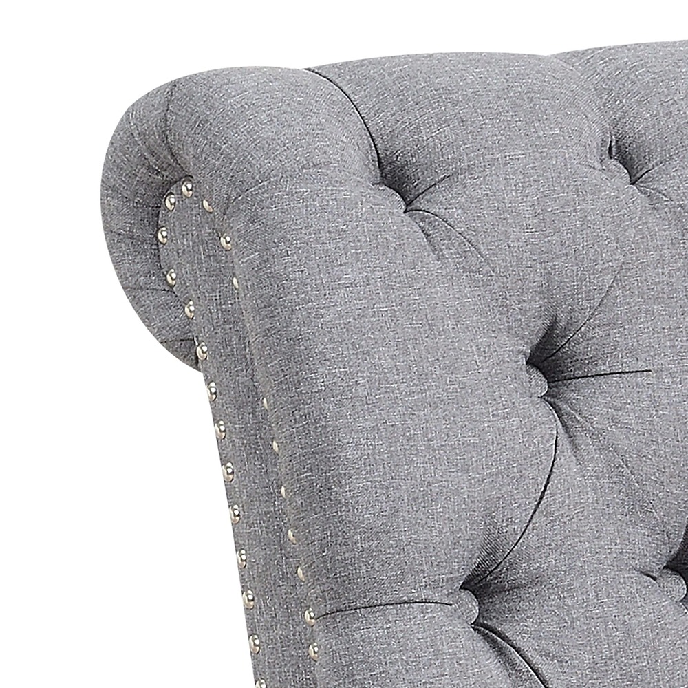 Home Mart Chesterfield Tufted Nailhead Armless Chaise Lounge - Image 4