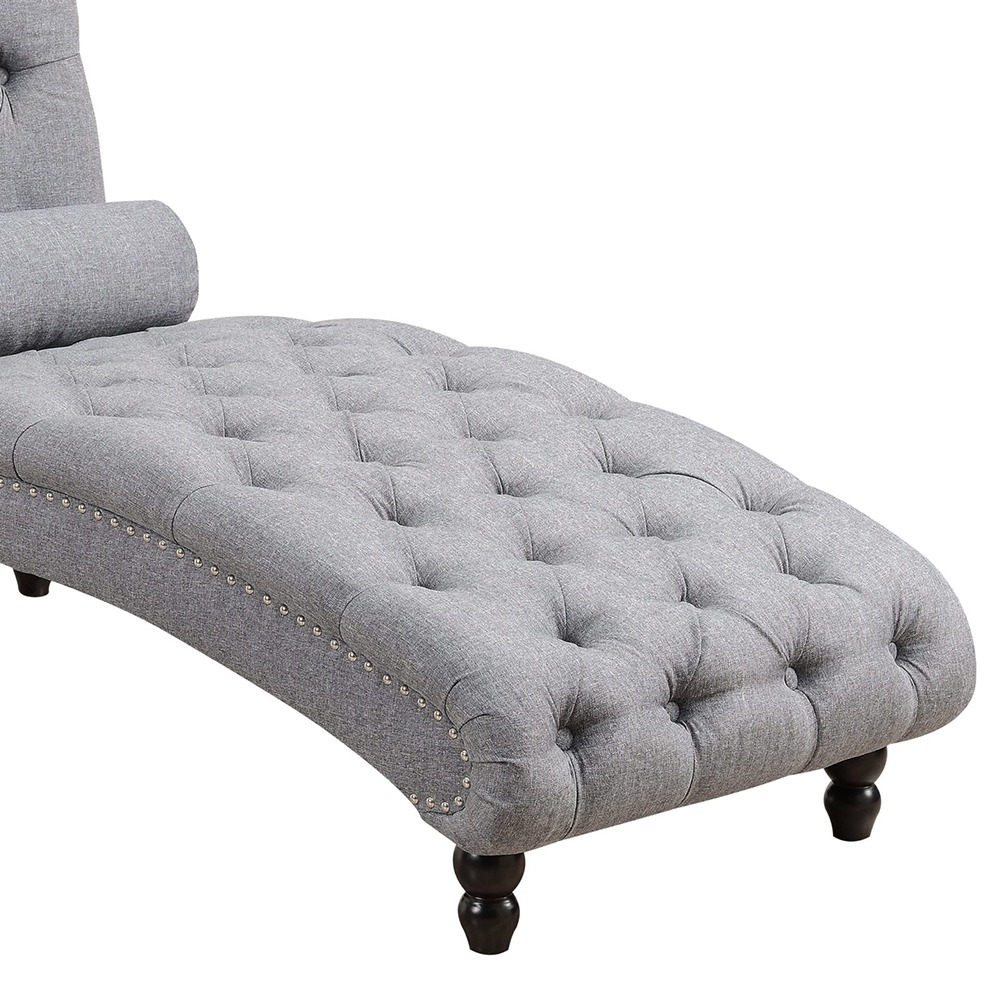 Home Mart Chesterfield Tufted Nailhead Armless Chaise Lounge - Image 5