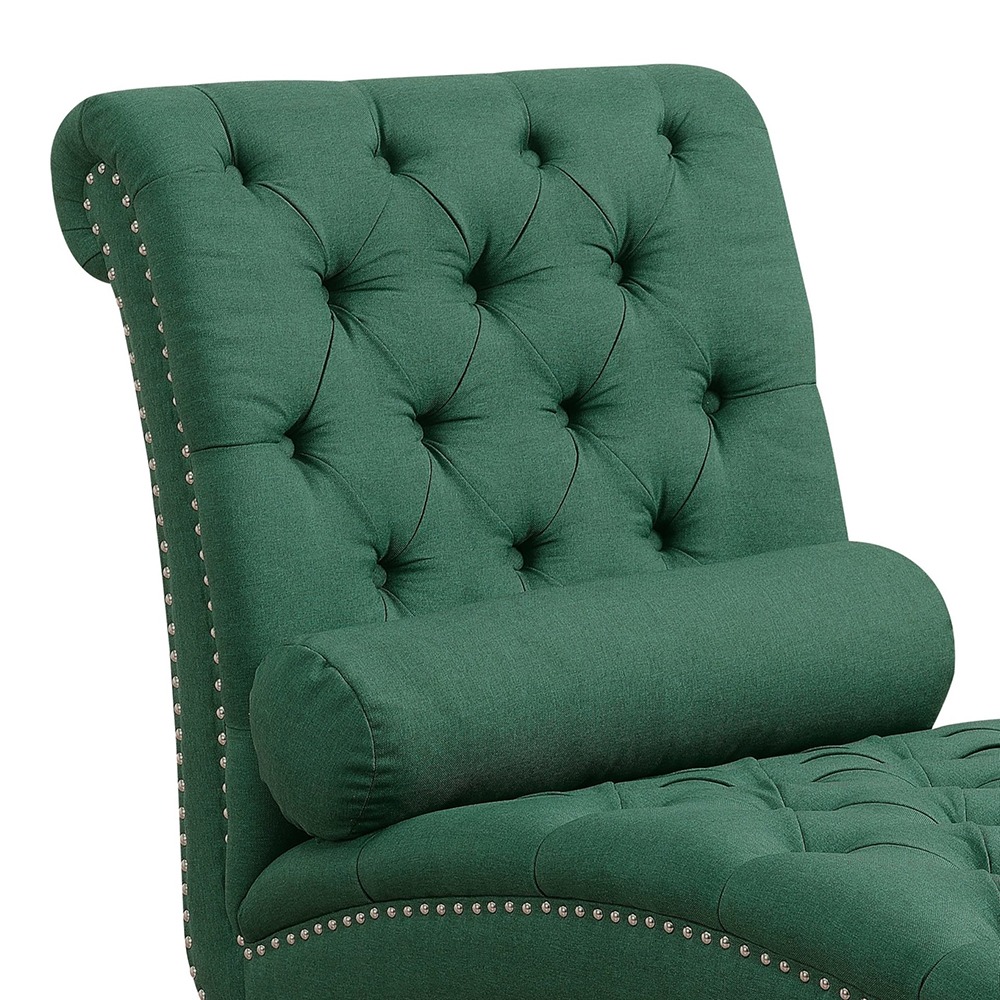 Home Mart Chesterfield Tufted Nailhead Armless Chaise Lounge - Image 8