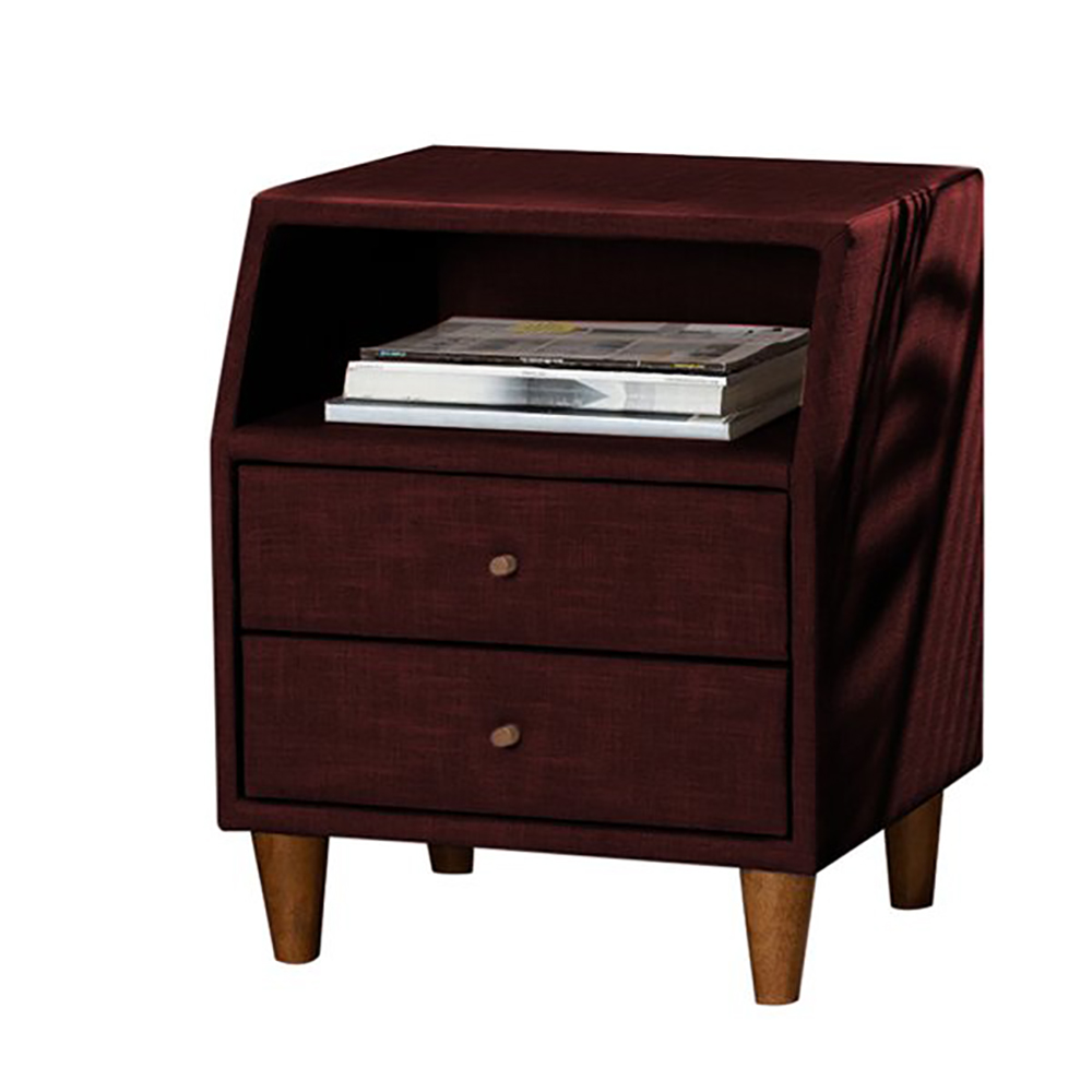 Home Mart Claverie Mid-Century Fabric Upholstered Nightstand - Image 3