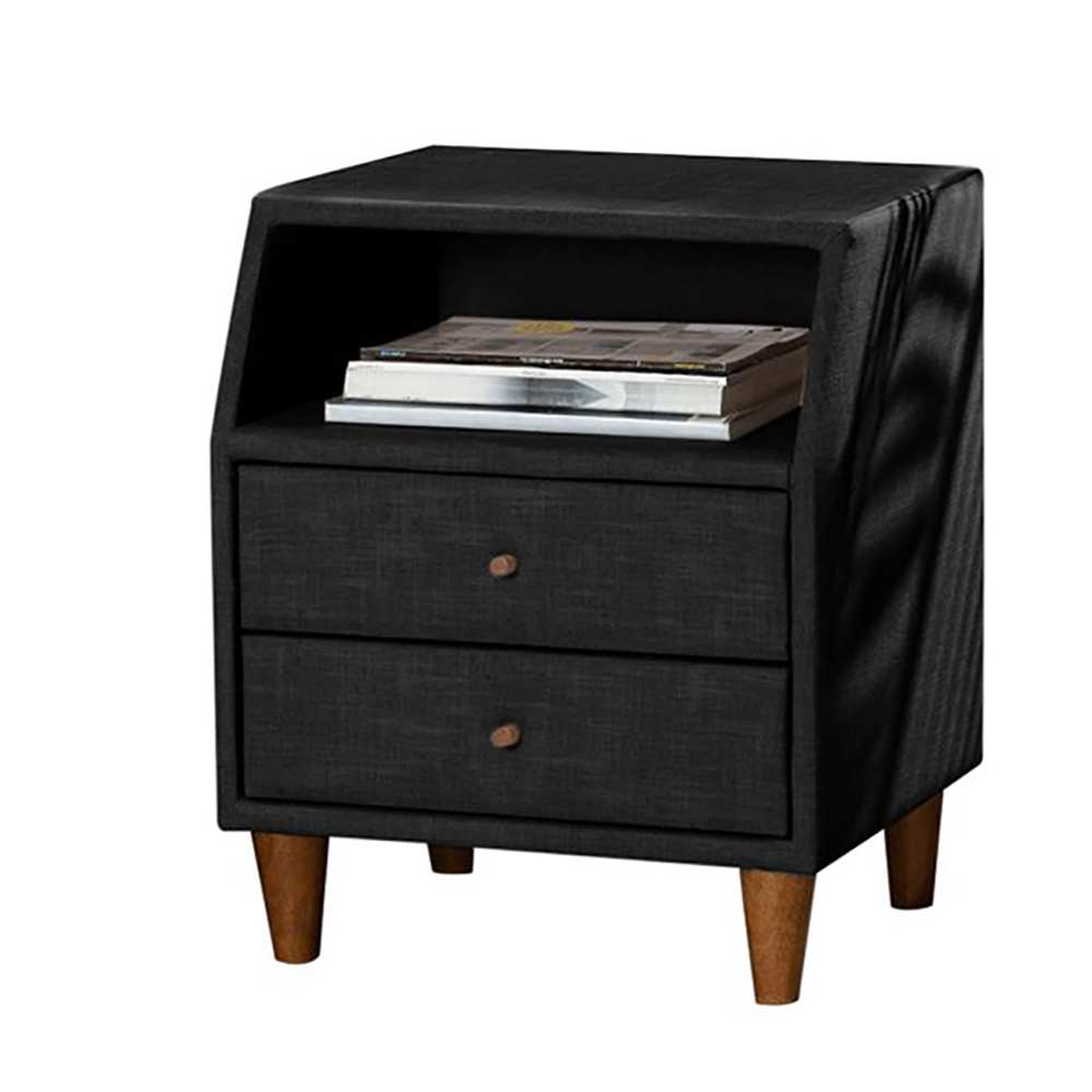 Home Mart Claverie Mid-Century Fabric Upholstered Nightstand - Image 4