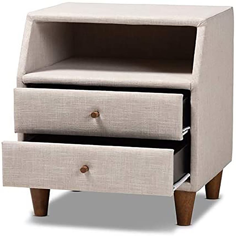Home Mart Claverie Mid-Century Fabric Upholstered Nightstand - Image 5