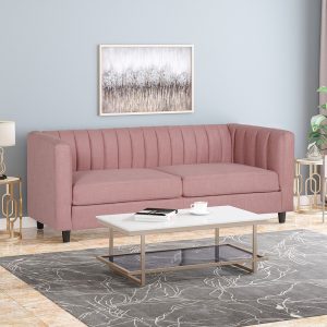 Home Mart Contemporary Channel Stitched 3 Seater Sofa