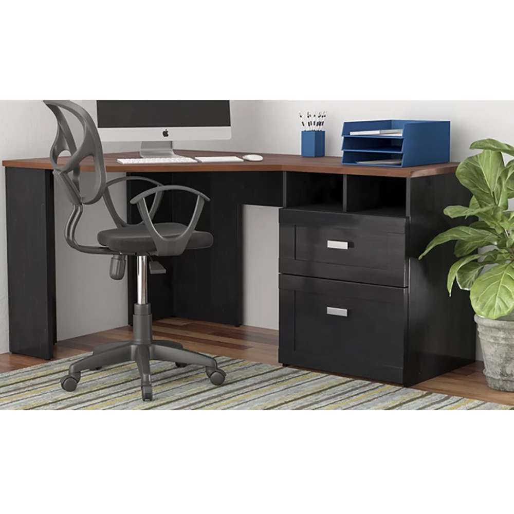 Home Mart Curved Corner Computer Table in Black - Image 2