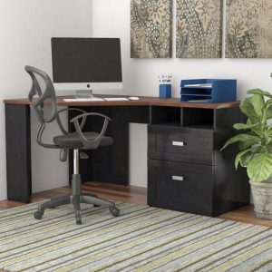 Home Mart Curved Corner Computer Table in Black