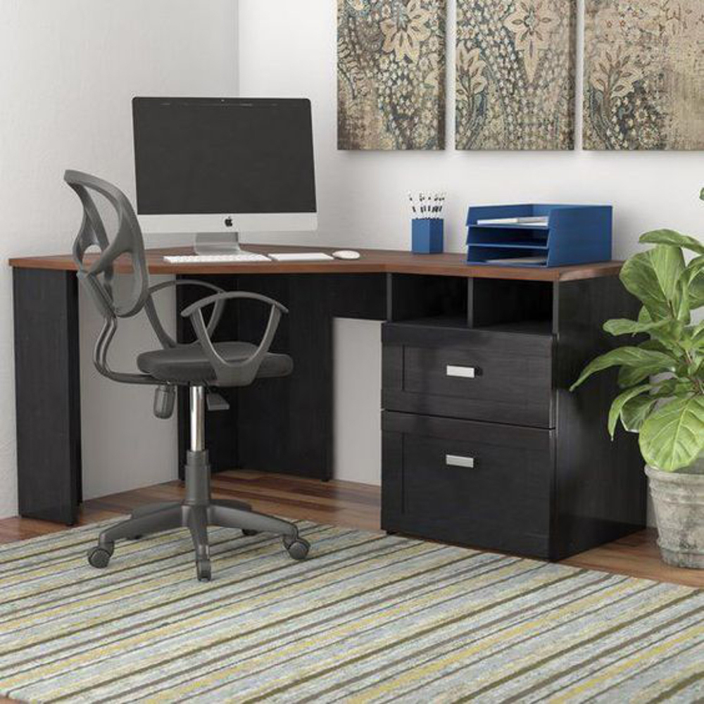 Home Mart Curved Corner Computer Table in Black