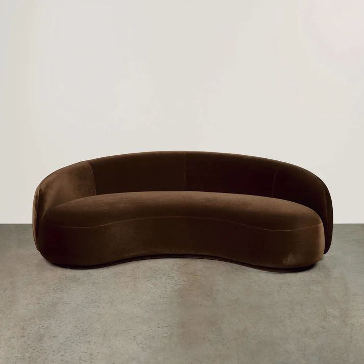 Home Mart Velvet Curved Sofa - Image 3