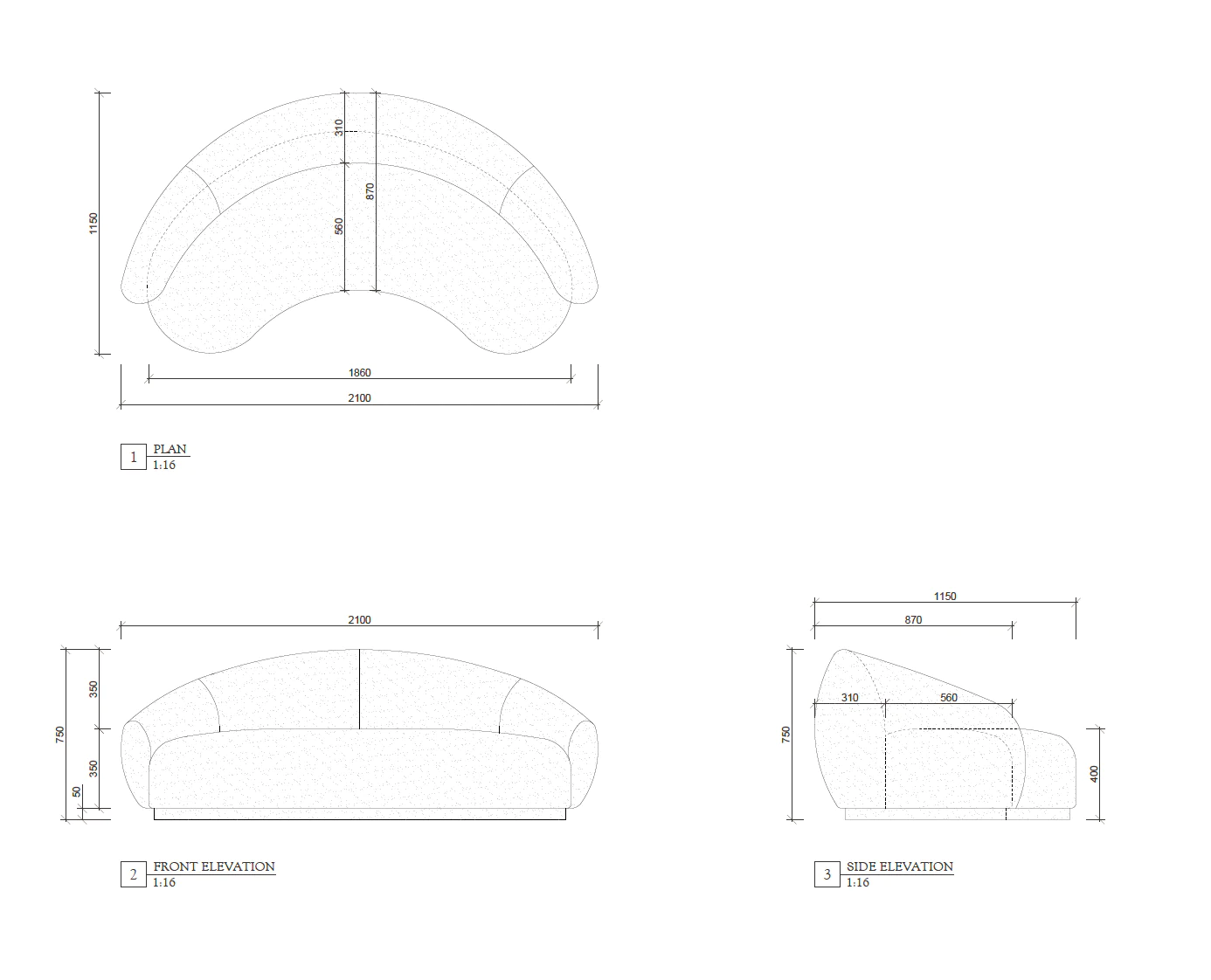 Home Mart Velvet Curved Sofa - Image 9